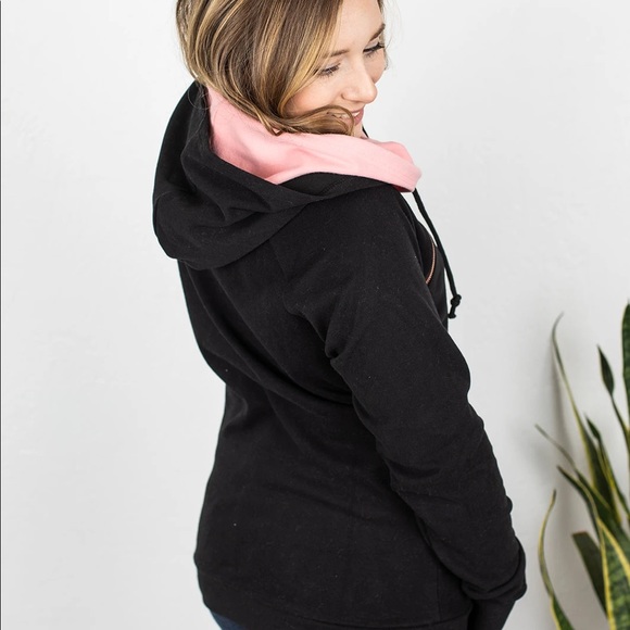 Blush & Black w/ rose gold zip hoodie - Picture 5 of 5